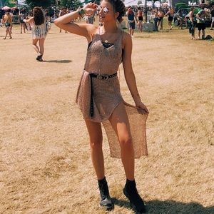 Metallic rose gold dress